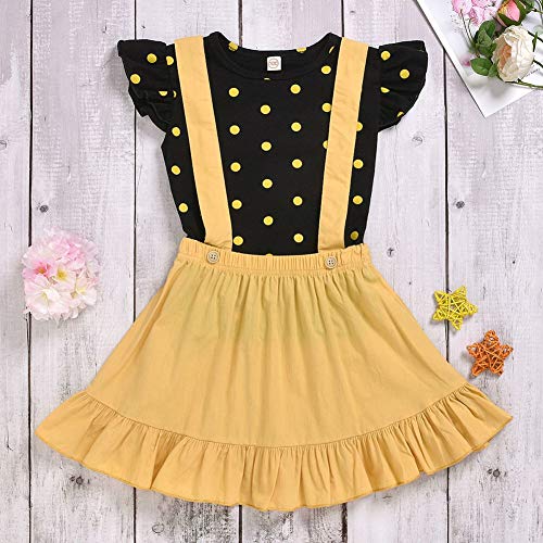 BOBORA Conjunto de roupas de bebê meninas, T-shirt sem mangas com bolinhas e saia por 1-6 anos