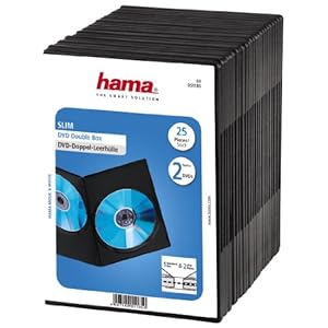 Hama Dvd-Dubbele Hoes Super Slim (ook Geschikt voor CD’s en Blu-Rays, Ultra Smal, met Folie voor Insteken van Cover), 25…