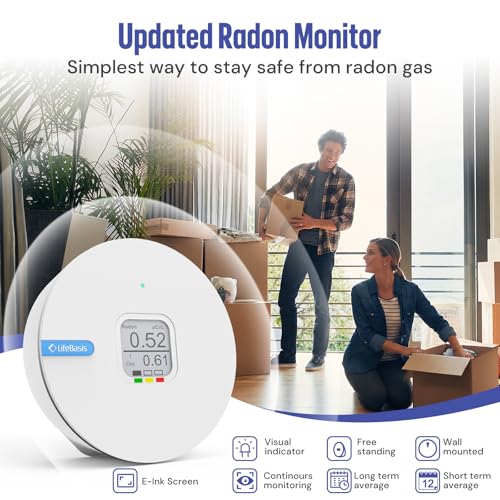 LifeBasis Radon Detector for Home, Portable E-Ink Display Radon Meter with Short & Long Term Monitoring of Radon Levels, Switchable Mesurement Unit Bq/m3 or pCi/L, Battery-Powered - Image 3