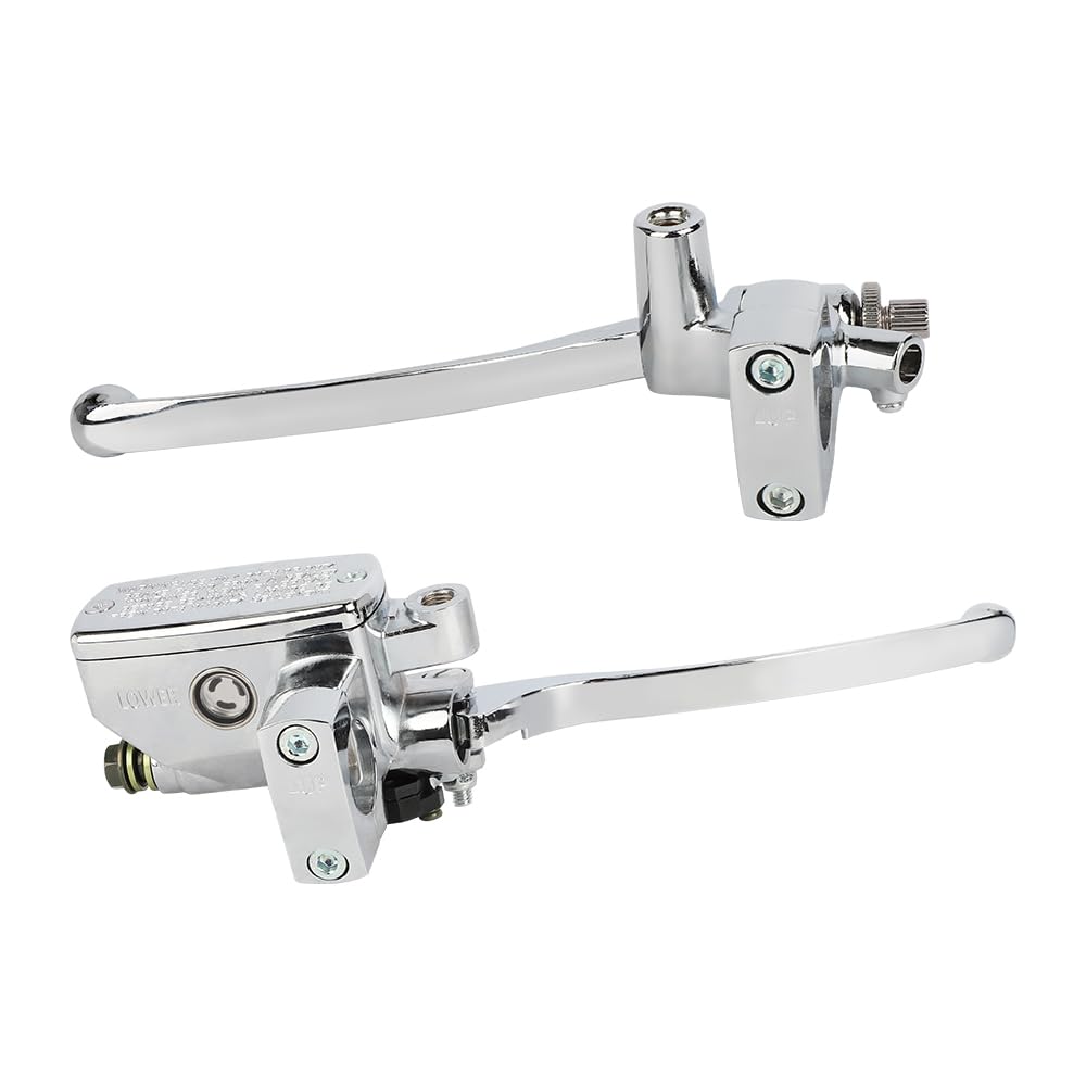 Levier d'embrayage Maître cylindre Pompe frein gauche et droite pour Honda VT600 VT750 VT1100 VT1300 VTX1300 VF750 (Chrome)