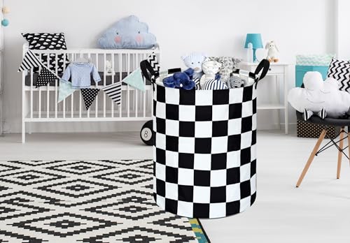 Image of Round Laundry Hamper Clothes Storage Basket Fabric Storage Hamper Organization Storage Bin, Nursery Box,Gift Basket with Handles
