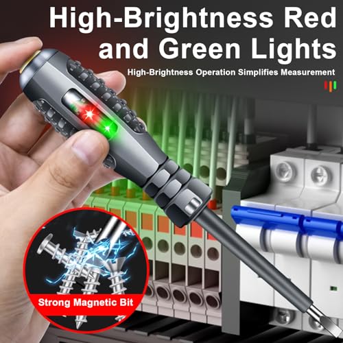 Image of 2 PCS Magnetic Flathead Screwdriver & Non-Contact Voltage Tester Pen, Dual Color Light Electrical Screwdriver, High Torque Electricity Detector for Safe Voltage Measurement