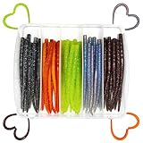 Senko Worms for Bass Fishing, 50PCS Soft Plastic Worms Stick Baits Kit for Ned Rig, 5" TRD Floating Fishing Lures for Bass Freshwater Saltwater