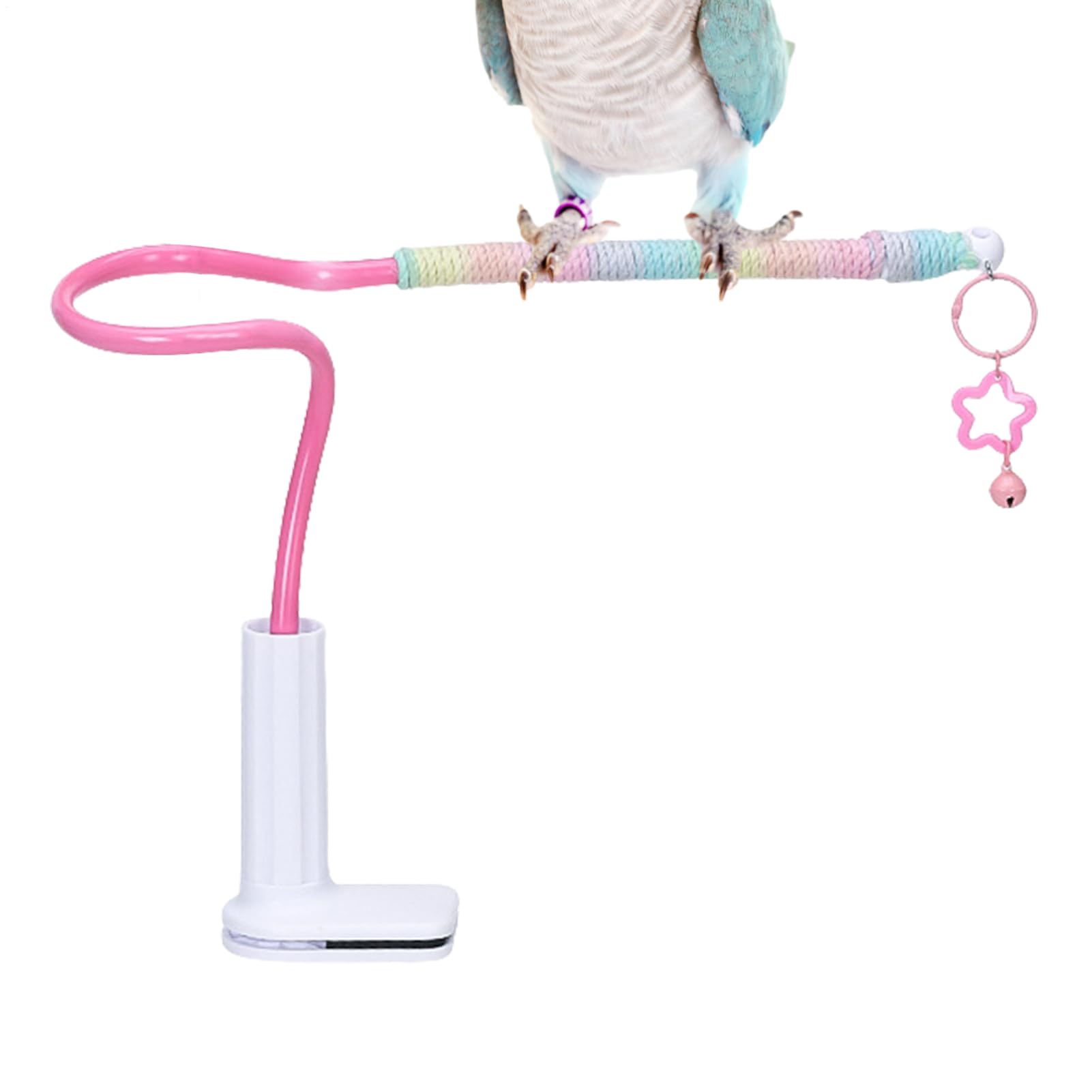 Parrot Desktop Inteřactive Perch, Rainbow Cotton Rope Stress Relief Toy, Non-Šlip Desktop Pērch For Budgies Cockatiels, For Relaxation Self-Entertainment Training, 1 Peřch