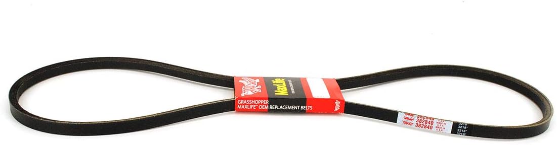 Grasshopper Lawn Mower MaxLife Belt, Designed to Specific Material, Dimensions, Shape, Construction and Pliability Standards That Ensure Superior Performance and Long Life, OEM Replacement Part 382840