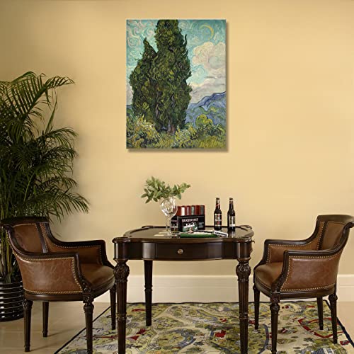 Msspart Cypresses By Vincent Van Gogh, Green Cypress Tree Classic Oil Paintings Canvas Wall Art Print For Living Room, Bedroom, Bathroom,Office Decor - 12"X16" #TOP2
