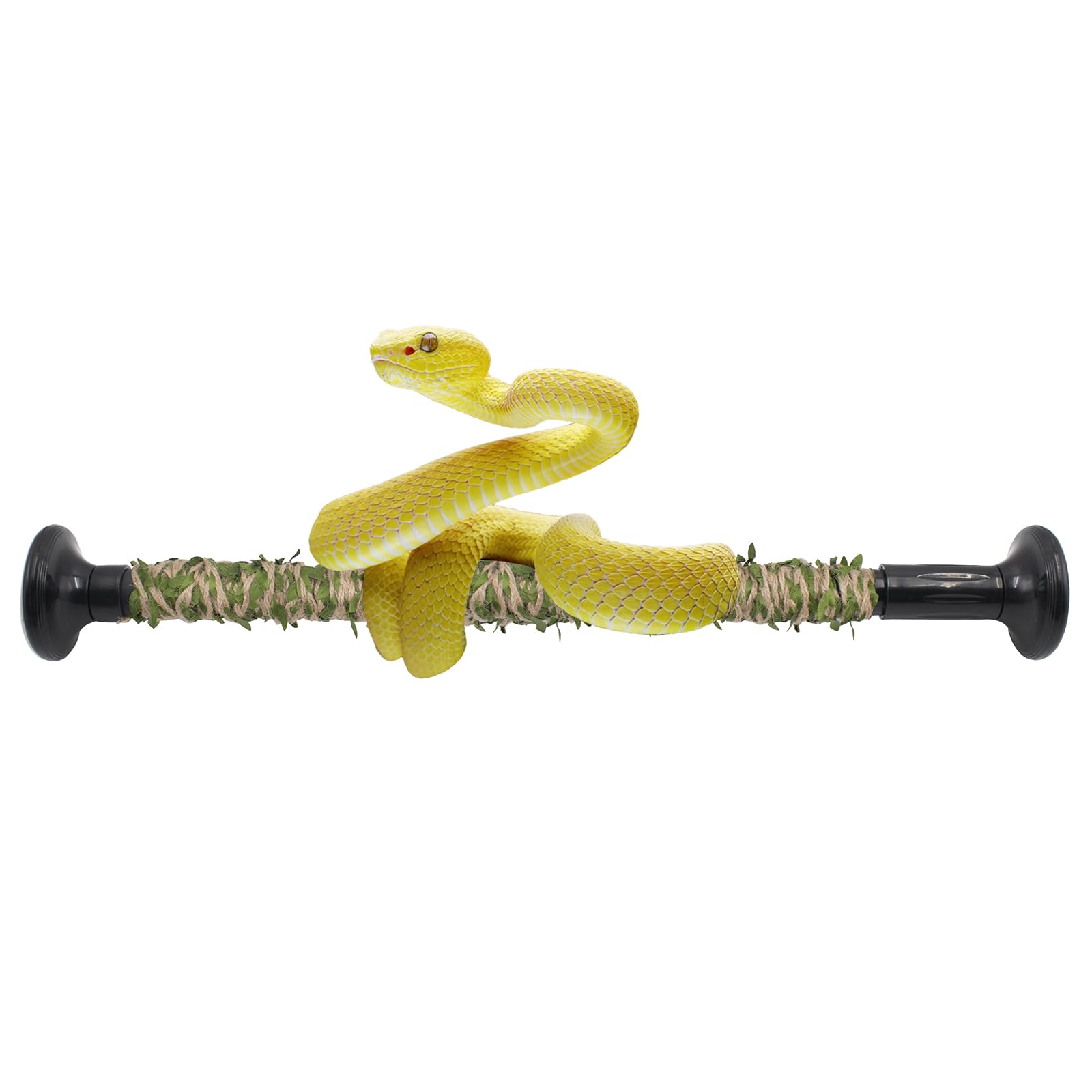 Snake Bâton d'escalade pour Reptiles en Corde de Chanvre avec Feuilles Vertes Décoration d'habitat de Terrarium pour Python Royal, lézard, Serpent, Bernard-l'ermite 40–50 cm