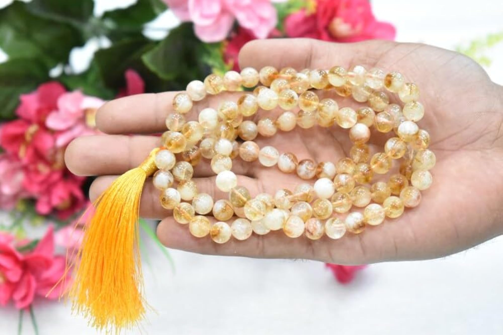 Natural Citrine 6MM Beaded Handmade Prayer Mala Necklace