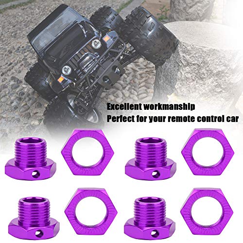 Alomejor Aluminiumlegierungsrad-Sechskantkupplungssatz 17 Mm, 4 Stück für 1/8 RC-Auto, Mehrere Farben, Ersatzteile (Purple)