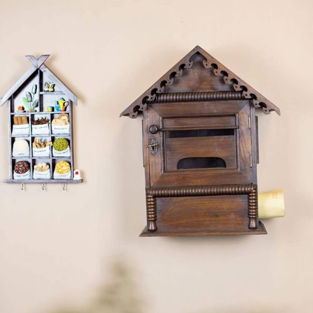 HBJWOV Elegant Wall Mounted Mail Box with Retrieval Door, Keys and Bolts