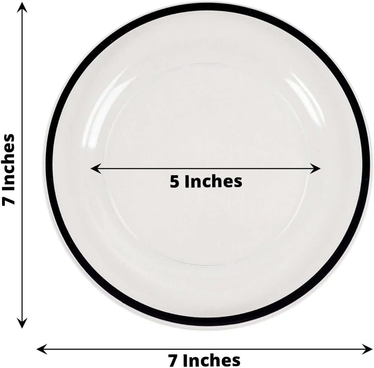 Efavormart 10 Pack 7" Clear Regal Plastic Dessert Plates Black Rimmed Glass-Like Disposable Appetizer Plates for Chic Socials & Modern Hosting