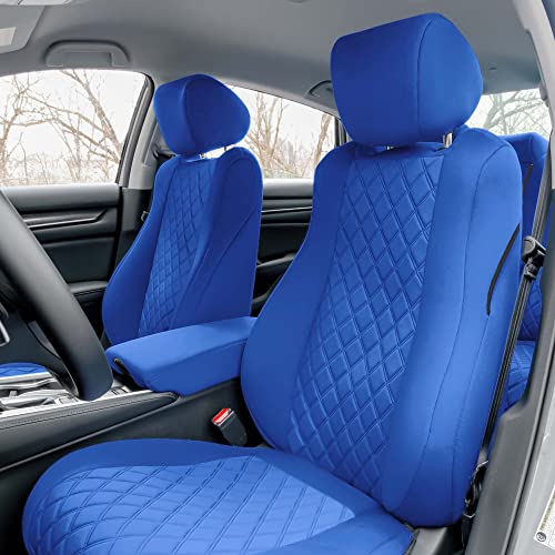 We Are Young Life Is Fun™ Custom Fit Seat Covers For Honda Accord Lx | Sport | Sport Se | Ex | Ex-L | Touring For Years 2018-2022 Front Set Automotive Car Seat Covers Water Resistant Solid Blue #TOP30