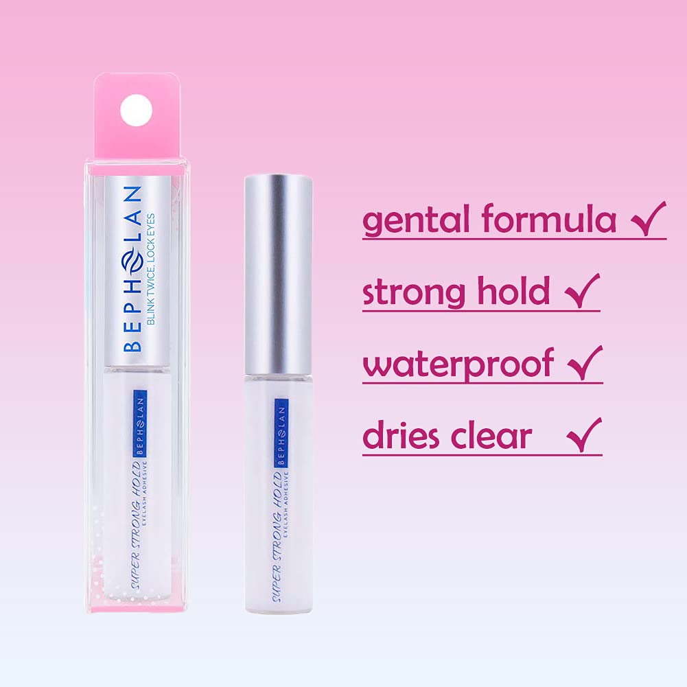 BEPHOLAN Eyelash Glue, Super Strong Hold for False Eyelashes, Lash Glue, Eyelash Adhesive, Latex Free, Suitable for Sensitive Eyes, Waterproof, White 0.176 oz : Beauty & Personal Care