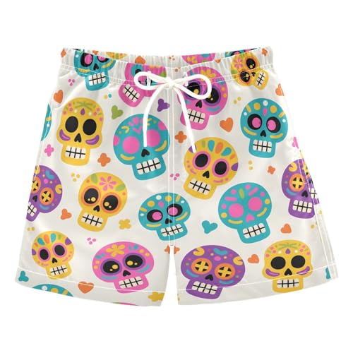 Boys Swim Trunks Skull Skeleton Sugar Yellow Toddler Swim Shorts Beach Board Shorts Swimsuit