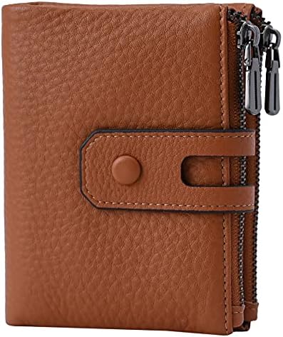 Small Soft Leather Purses for Women, RFID Blocking Women's Credit Card Holder Ladies Wallets Double Zipper Pocket