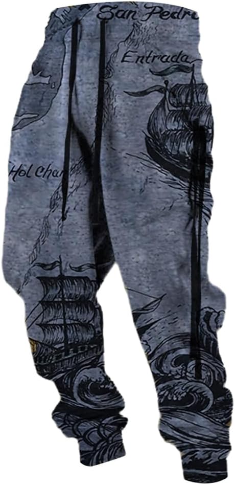 Viking 3D Men's Sports Pants Nordic Mythology Tattoo Fenrir Wolf Skull Valhalla Medieval Gift