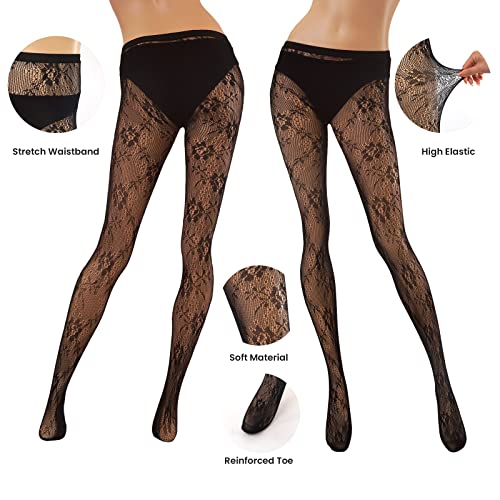 Ez Tuxedo 3 Pairs Patterned Fishnet Stockings High Waist Sexy Fishnet Tights Black Pantyhose Stockings For Women #TOP1