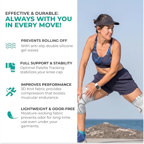 Image of Modvel Compression Knee Brace for Women & Men - 2 Pack Knee Brace for Women Running Knee Pain, Knee Support Compression Sleeve, Workout Sports Knee Braces for Meniscus Tear ACL & Arthritis Pain Relief