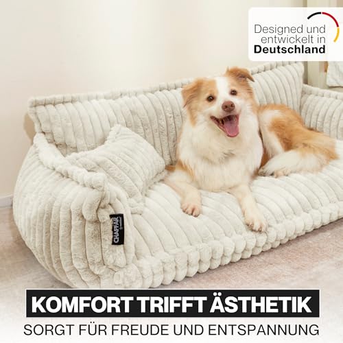 noviclass® Hundesofa Chaffar Hundebett | Orthopädische Matratze | Moderner Stil | Cord-Design Größen (Creme, XXL (140cm))