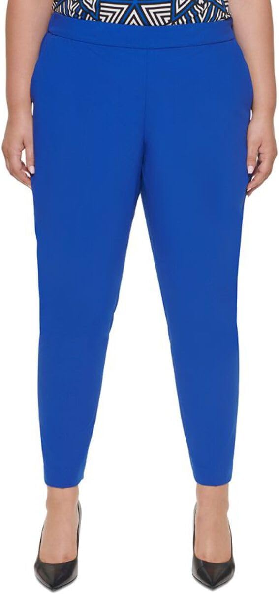 Calvin Klein Womens Blue Zippered Pocketed Slim Fit Wear to Work Pants Plus 20W