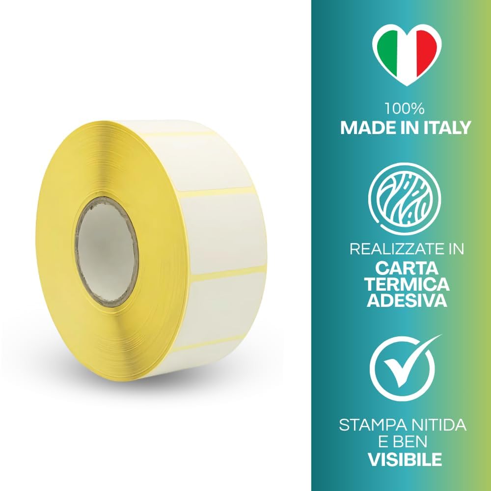Palucart 5 ROTOLI DA 1800 ETICHETTE ADESIVE MM 40X30 TERMICHE ANIMA 40MM