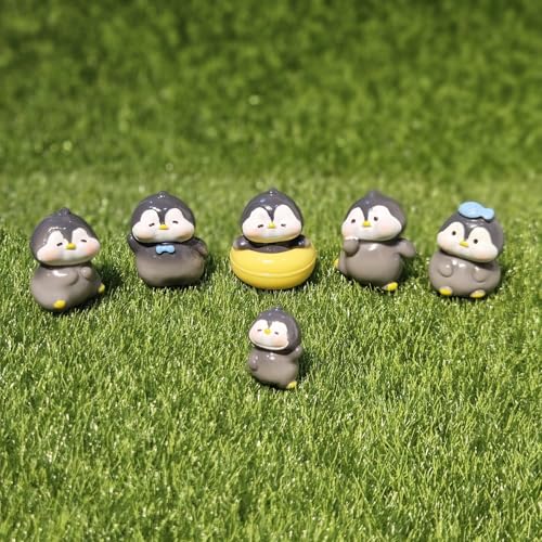 Image of Miniature Penguin Figurines Set of 6 | Resin Tiny Penguins for Mini Garden Decor Fairy Garden Dollhouse Accessories Terrarium Desk Decor Items