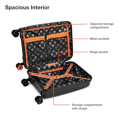 Image of Nasher Miles Polypropylene (PP) Spinner Seattle Hard-Sided Cabin Luggage 20 inch | 55cm | 8 Wheels Small Trolley Bag for Travel | Suitcase (Black)