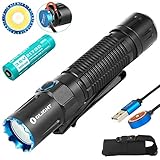 Olight M2R Pro Warrior 1800 Lumens Magnetic Rechargeable Dual Switches Tactical Flashlight with 21700 Battery and SKYBEN Battery Box (Black)