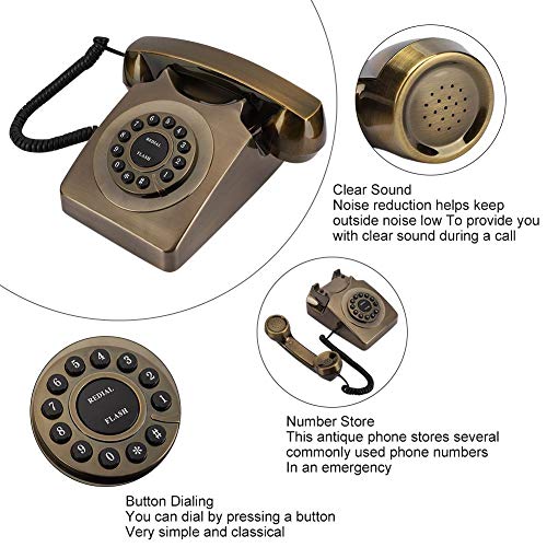 Teléfono de escritorio retro con cable y botones estilo vintage miniatura 4
