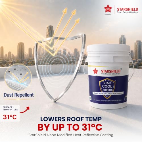 Image of StarShield | Star Cool Shield | Elastomeric Heat Reflective Insulative Cool Roof Paint | SRI 130 ASTM Certified | 3.6 Litres | White