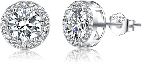 SLUYNZ Sterling Silver CZ Earrings Studs for Women Teens Girls Crystal Studs Simulated Diamond Earrings 7MM/8MM/9MM