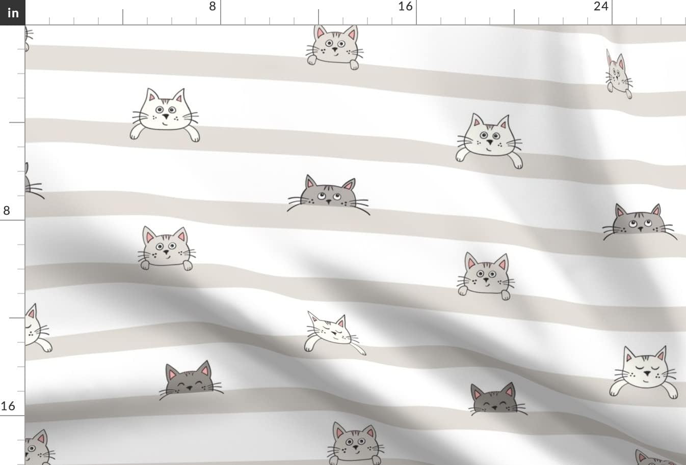 Spoonflower Fabric - Kittens Cat Nursery Gender Neutral Beige Cute Printed on Upholstery Velvet Fabric Fat Quarter - Upholstery Home Decor Bottomweight Apparel