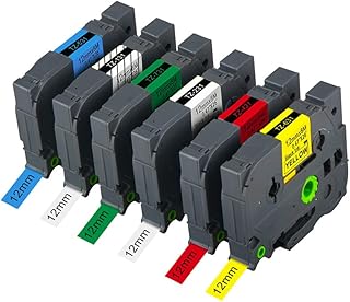 Aomya Tze Tape 12mm Label Tape Compatible Brother TZe-131 TZe-231 TZe-431 TZe-531 TZe-631 TZe-731 Label Maker Tape Replacement Brother Ptouch PTH110, PT-D210, PTD600, PTD400AD PT-1290 6 Pack