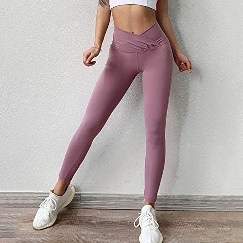 Leggings de sport rose Miwaimao taille haute L sans couture