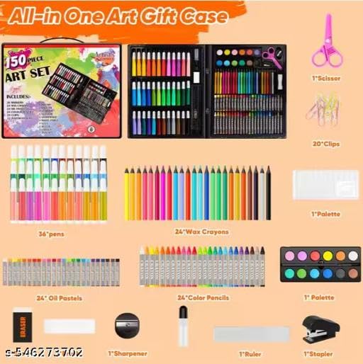 KENYS 150 Pieces Water Colorr Pen Crayon Oil Pastel Painting Drawing Tool Art Stationery Set, Colorr Pencil, Best Great Gift for Kids (150) 2