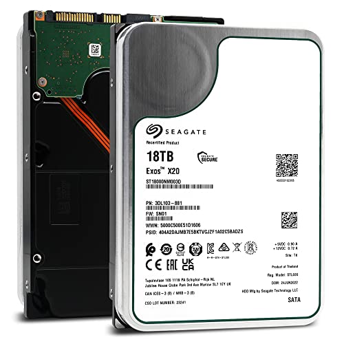 Image of Seagate Exos X20 18TB 7200 RPM 512e SATA 6Gb /s 3.5 inch Enterprise Hard Drive - ST18000NM003D (Renewed)