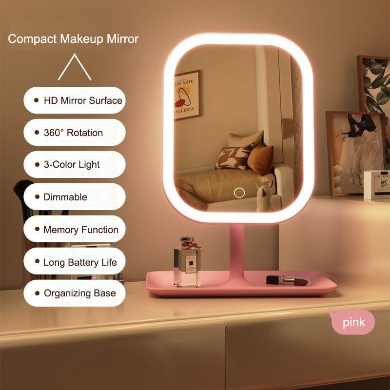 Espejo de Maquillaje Recargable con Luz y Rotación 360° miniatura 2