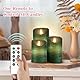 AnnSpa 3 Set Grün LED Kerzen Batteriebetriebene mit Fernbedienung，Flammenlose Echtes Wachs Flackern Moving Wick Flackern Amber Yellow Light Pillar Candles，Unscented Wachs für Geschenk/Dekoration