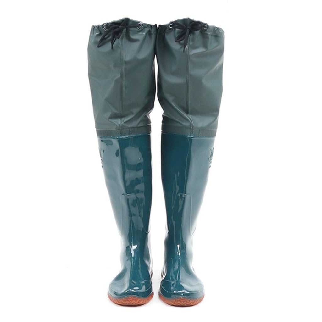 Hip Waders PVC Waterproof and Wear-Resistant Hip Wading Boots, Oxford Sole Height 60cm, Used for Aquaculture/aquaculture (Color : Green, Size : 9.5)