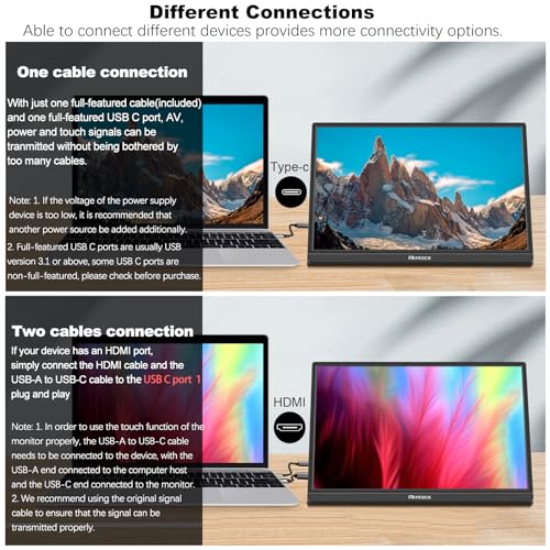 Image of Touch Screen Portable 16 Inch Full HD 1920 x 1200P HDMI USB Type-C Touchscreen Monitor HDR Eye Care, 300cd /, Plug&Play, Portable for Laptop /PC /PS4 /Xbox /Phone /Ras Pi