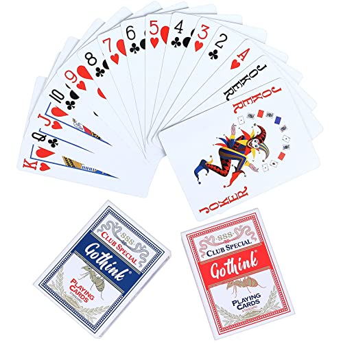 12er-Pack Standard-Spielkarten mit Kunststoffüberzug im Pokerformat – 6 rote und 6 Blaue Decks – Papier mit blauem Kern, Kasino-Qualität, Spielzeug-Geschenk für Familienspiele und Poker – Bild 6