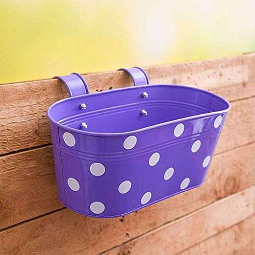 Leafy Tales Muticolor Metal Rust-Free Hanging Planter - Set of 5 (Oval - Red, Green, Yellow, Pink, Purple), 30 cm x 15 cm x 14 cm