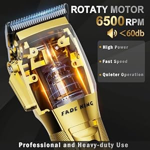 FADEKING® Professional Hair Clippers for Men - Cordless Hair Clippers, LCD Display Barber Clippers for Hair Cutting & Mens Grooming with Travel Case (Gold+Bronze) FADEKING Professional Hair Clippers for Men Cordless Hair Clippers LCD Display Barber Clippers for Hair Cutting Mens Grooming with Travel Case GoldBronze