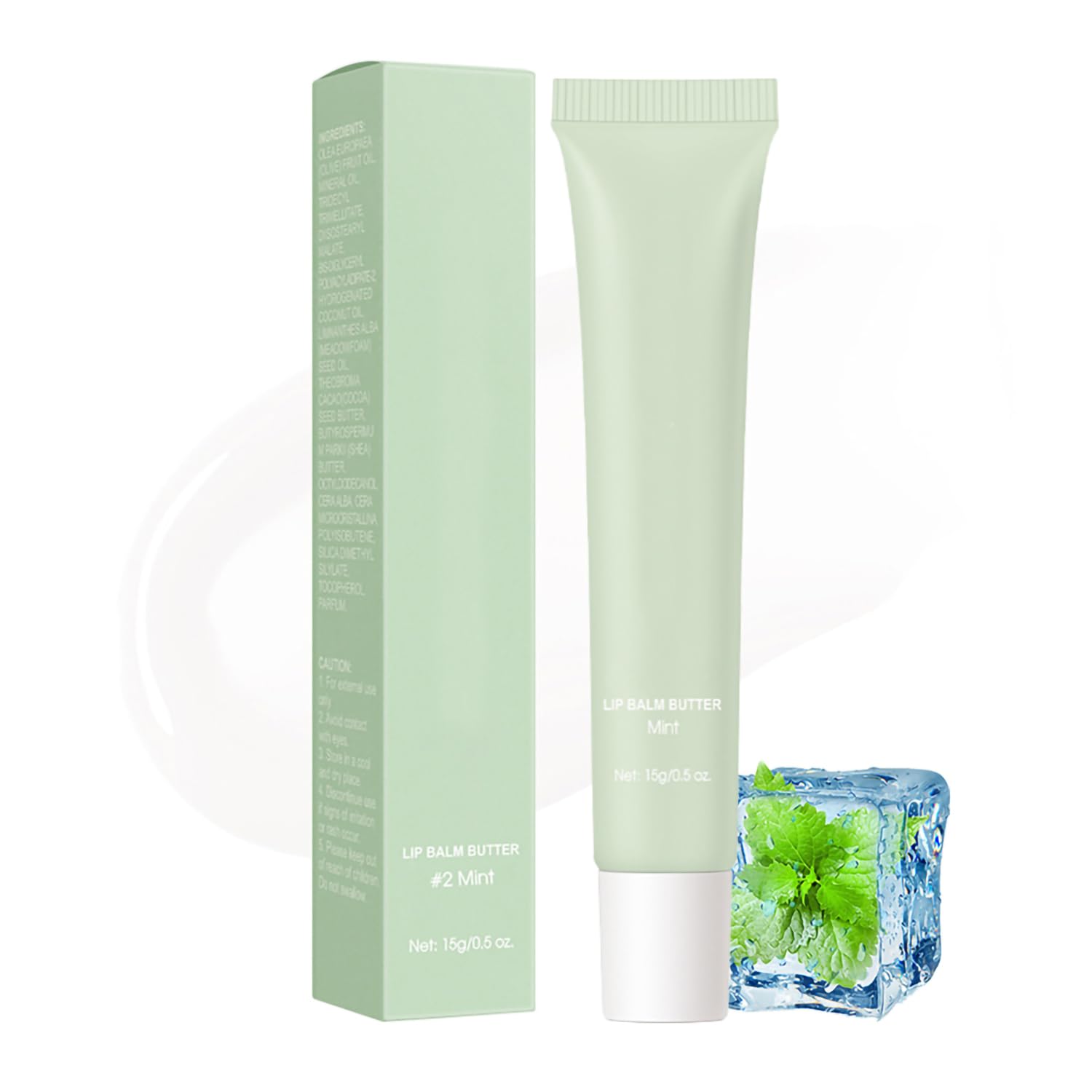 Summer Lip Glossy Butter Balm, Instant Moisture Sheer Tint, Non-Sticky, Conditioning Formula to Soothe & Repair Dry, Chapped Lips, Jelly Lip Stain with Natural Scent (#2Mint, 1Pc)