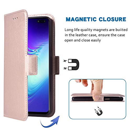 Wwaayssxa Phone Case For Samsung Galaxy S10 5G Folio Flip Wallet Case,Pu Leather Credit Card Holder Slots Full Body Protection Kickstand Protective Phone Cover For Galaxys10 Glaxay S 10 Edge 10S Gs10 Rose Gold thumb #5