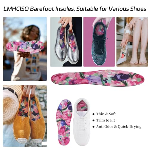 Image of 3 Pair Women No Show Socks Anti-Odor Sockless Shoe Insert Size 9-13 | Thin Shoe Insoles,Breathable,Comfort Barefoot Shoe Liner,Machine Washable,Moisture Control,Cute,Everyday Insole,Floral Print