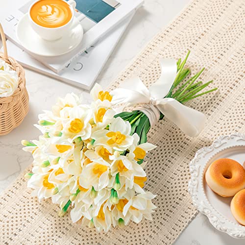 Giegxin 30 Pieces Artificial Daffodils Flowers 16.4 Inches Narcissus Spring Flower Faux Flowers For Home Decor Indoor Decorative Flowers Artificial Flowers For Home Garden Wedding Party (Fresh Style) #TOP6