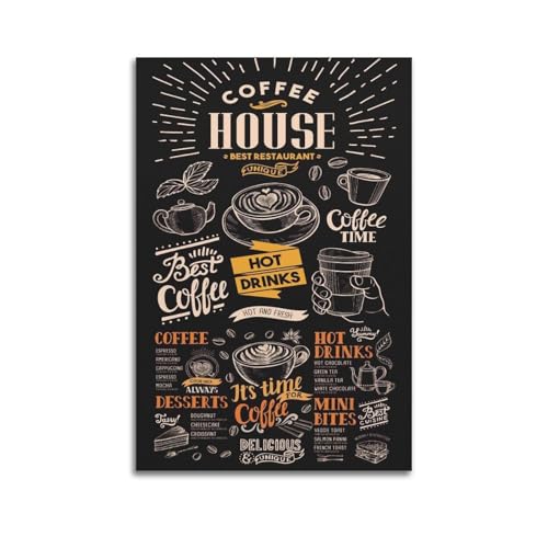 Affiches vintage salon et café : toile décorative 60x90cm sans cadre pour chambre cosy