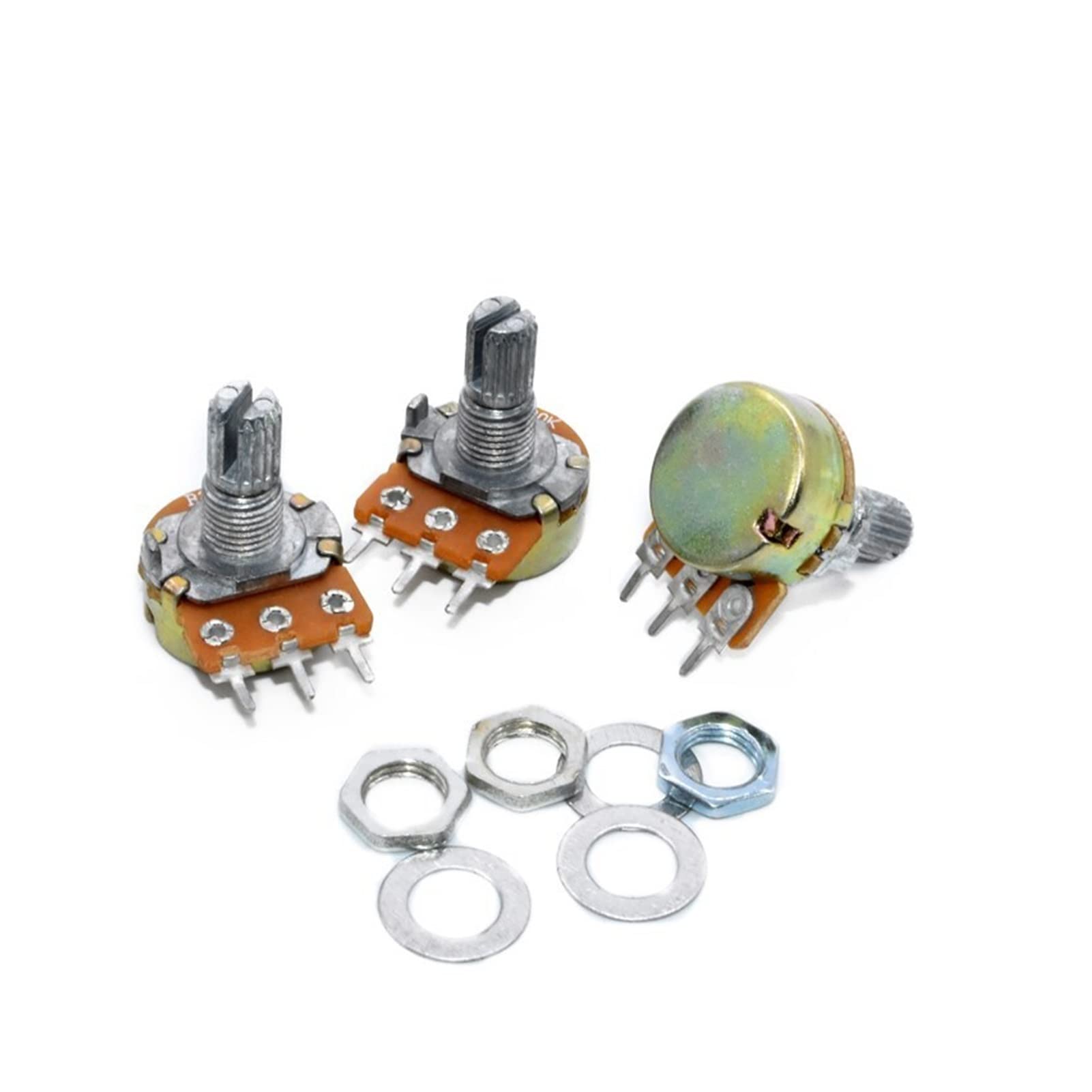 Codificador de interruptor 5 unids/lote potenciómetro de película de carbono WH148 15mm, con Kit de tapa de perillas de interruptor giratorio B1K 2K 5K 10K 20K 50K 100K 250K 500K 1M (Size : Black - B