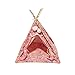 Cat Tent Dog House Teepee with Cushion Washable Indoor Outdoor Cozy Puppy Kitten Cute Bohemian Plaid Cartoon Pet House (One Size,Pink Deer)